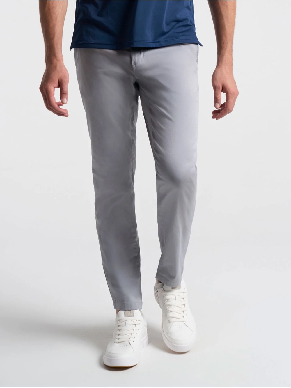 Birddogs Slim Fit Stretch Khaki Pants Light Grey Lined Minimalist Casual